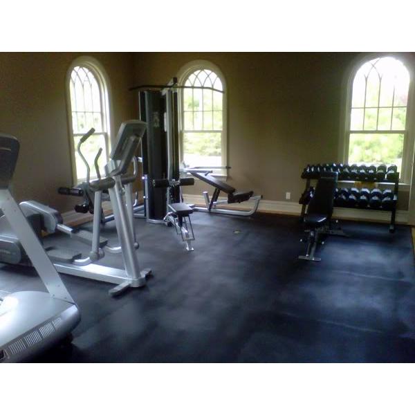 A room with new exercise equipment.