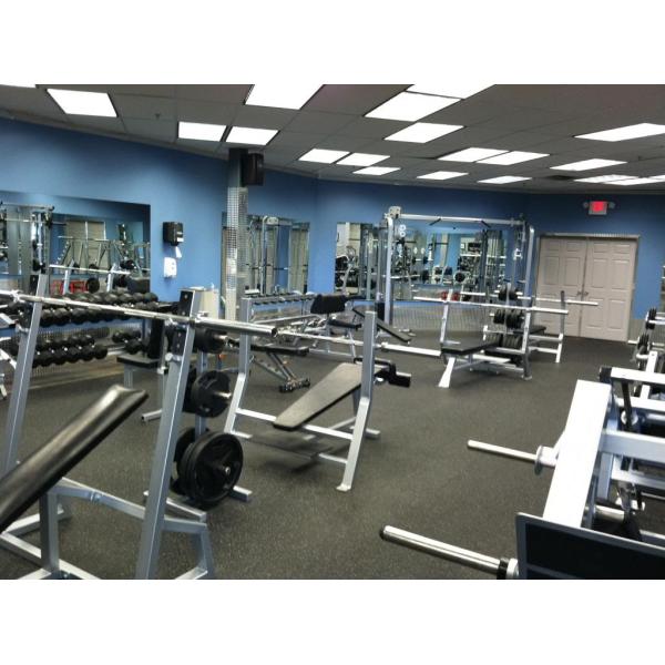 A gym with new and remanufactured weights and equipment. A gym with new and remanufactured weights and equipment.