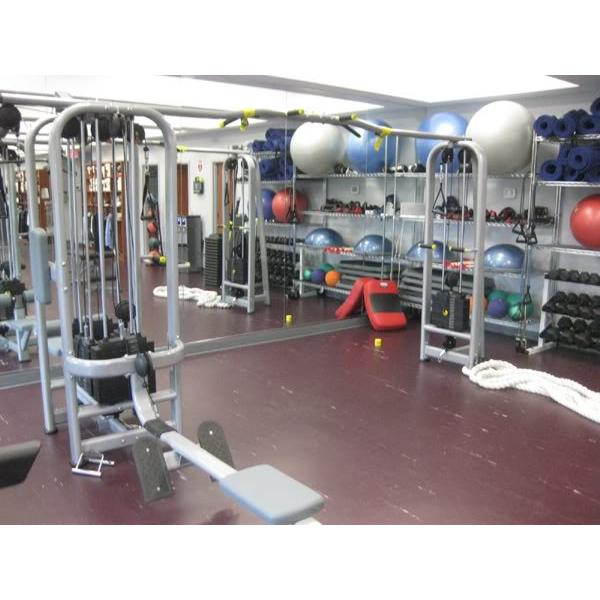 A gym with new and remanufactured exercise equipment. A gym with new and remanufactured exercise equipment.
