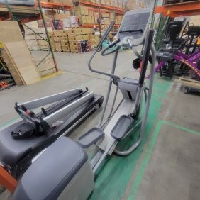 New and remanufactured Precor EFX 534i - Serviced elliptical exercise machines stored in a warehouse.
