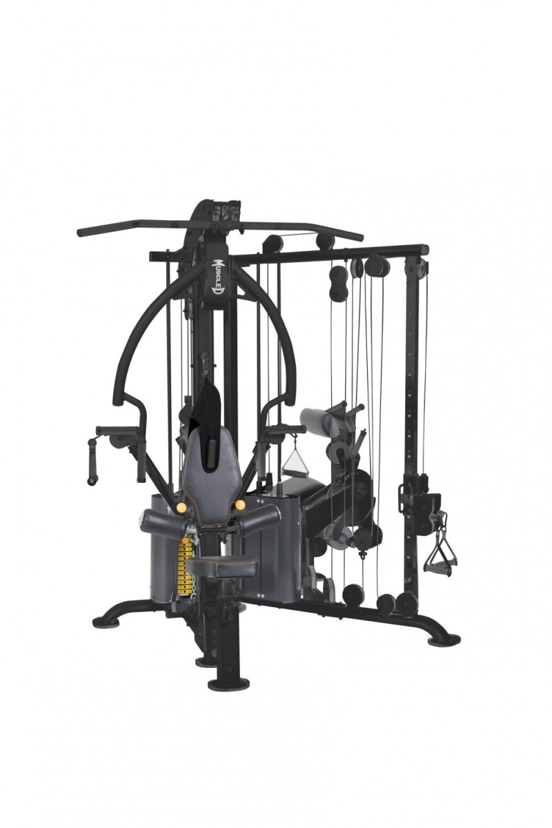 A new Muscle D Corner Multigym with a machine attached to it.