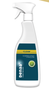 A new bottle of Denaa+ Fitness and Wellness Microbial Cleaning Spray - New with a white background.