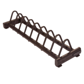 A new Body Solid Commercial Bumper Plate Rack with a number of bars on it.