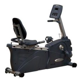 A close-up of the Body Solid Endurance Electronic Recumbent Bike - New.