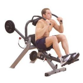 A man working out on a Body-Solid GAB300 Semi-Recumbent Ab Bench - New.