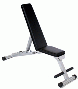 A new Body Solid Powerline Flat/Incline/Decline Bench - New - black and silver weight bench.
