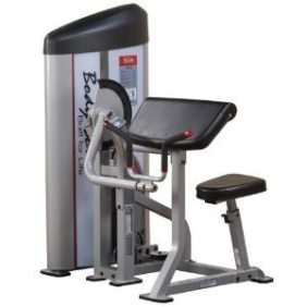 A Body Solid Pro Clubline Series II Arm Curl Machine 235lbs - New, with a seated position, available in new or remanufactured condition.