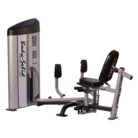 A new Body Solid Pro Clubline Series II Inner/Outer Thigh - New with a seat and a foot rest.