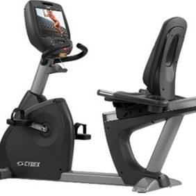 A new or remanufactured Cybex 770R Recumbent Bike w/ E3 Console - Remanufactured with a monitor and seat.