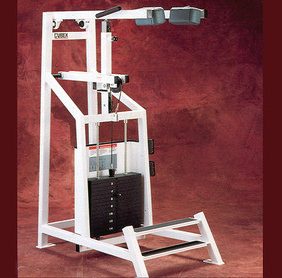 A new Cybex Classic Selectorized Standing Calf Raise - Remanufactured machine with a handle on it.