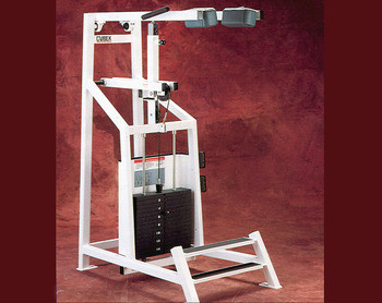 A new Cybex Classic Selectorized Standing Calf Raise - Remanufactured machine with a handle on it.