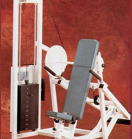 A new Cybex Classic Selectorized Tricep Dip Press - Remanufactured with a bench and a pulley.