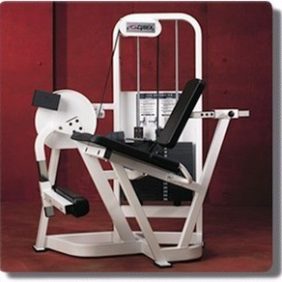 A close-up of the Cybex VR2 Selectorized Leg Extension - Remanufactured offering new gym equipment.