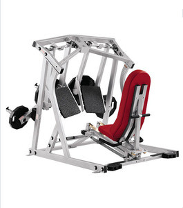 A new Hammer Strength Plate Loaded Iso-Lateral Leg Press - Remanufactured on a white background.