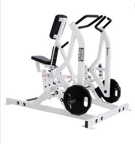 A new Hammer Strength Plate Loaded Iso-Lateral Rowing - Remanufactured machine on a white background.