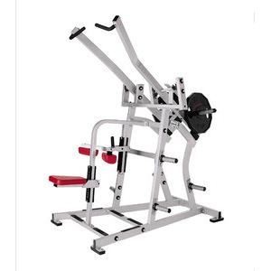A new Hammer Strength Plate Loaded Iso-Lateral Wide Pulldown - Remanufactured with a red handle and a white background.
