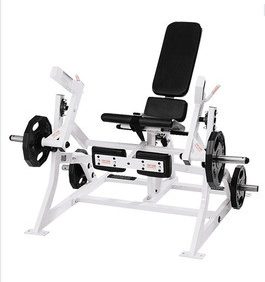A new Hammer Strength Plate Loaded Leg Extension - Remanufactured with a black seat.