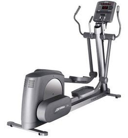 The Life Fitness 95xi Elliptical - Serviced is shown on a white background, alongside other new and remanufactured gym equipment.