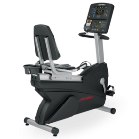 The Life Fitness CLSR Recumbent Bike - Remanufactured is shown on a white background, available as new gym equipment.
