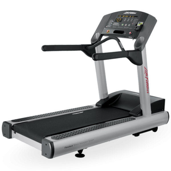 A new Life Fitness CLST Integrity Treadmill - Serviced on a white background.