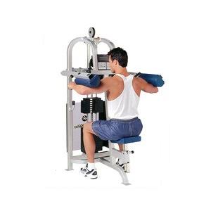 A man is using a Life Fitness PRO Lat Raise - Remanufactured exercise machine.