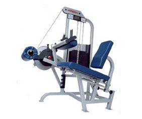 A New Life Fitness PRO Seated Leg Curl - Remanufactured exercise machine with a blue seat.