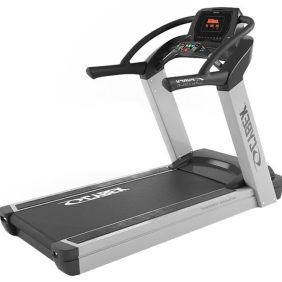 A new Cybex 770 E3 Treadmill - Remanufactured on a white background.