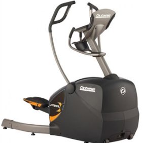 The Octane Lateral X Elliptical - Serviced, a piece of new gym equipment, is shown on a white background.