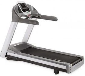 A new Precor 956i Experience Treadmill - Remanufactured on a white background.