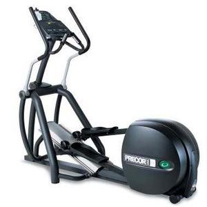 A Precor EFX 556 Elliptical Crosstrainer V3 Cordless w/ Heart Rate - Remanufactured, with a seat and handlebars, available as both new and remanufactured gym equipment.