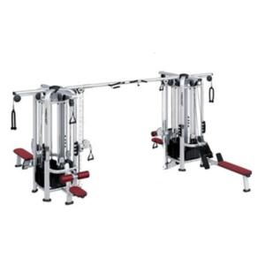 Description: A Life Fitness Signature MJ8 8 Stack Jungle Gym - Remanufactured with a bench and a pulley.