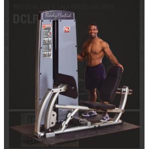 A man is standing in front of a new Body Solid DCLP-SF Pro Dual Leg/Calf Press Machine.