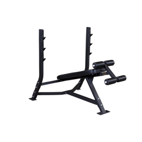 A new Body Solid Pro Clubline Decline Olympic Bench - New on a white background.