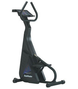 A black StairMaster 4400CL Cardio Stepper - Remanufactured exercise machine with a handlebar on it, available as new or remanufactured gym equipment.