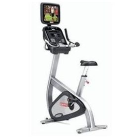 A new Star Trac Pro S Series Upright Bike w/ TV - Remanufactured with a monitor on it.