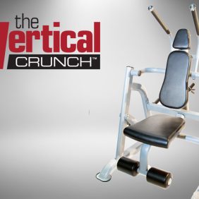 The Vertical Crunch - New is shown on a gray background among a wide range of new and remanufactured gym equipment.
