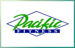 Pacific fitness logo on a white background showcasing new gym equipment. Pacific fitness logo on a white background showcasing new gym equipment.