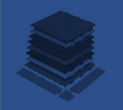A stack of blue tiles on a blue background, perfect for showcasing new gym equipment.